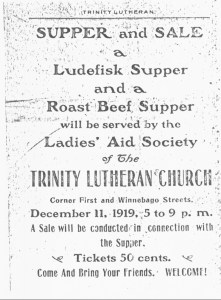 Announcement of a church supper from 1919.
